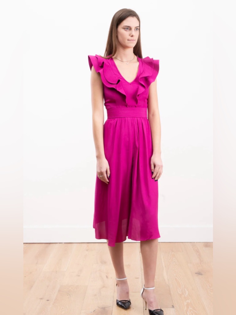 Isabel Marant Etoile Coraline Ruffle Dress Fuchsia Fr 36 Us 4